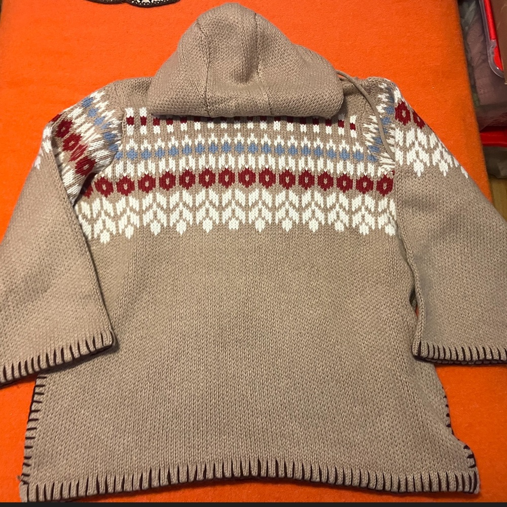 Zara limited edition brown camel Fair Isle wool jacquard poncho sweater … - Picture 13 of 14